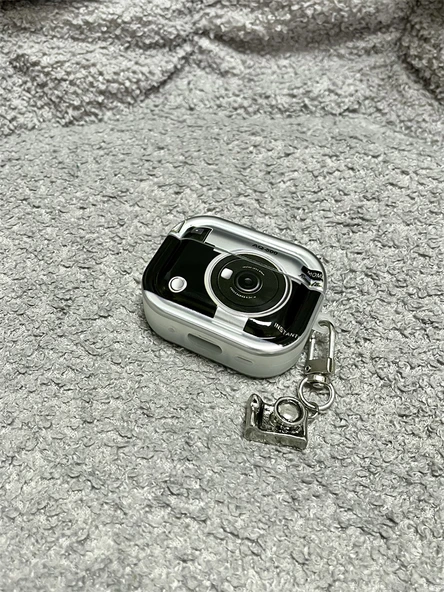 Kamera Tasarımlı AirPods 3 Kılıf - Elektrokaplama Kamera ve Kamera Kolyesi