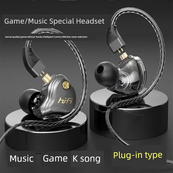 3.5mm Siyah Dört Bobinli HiFi Bass Kablolu Oyuncu Kulaklığı - 2
