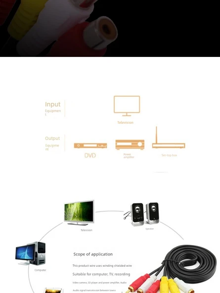 AV/RCA Lotus Ses Video Kablosu - 6 RCA Erkek - Dişi - TV Projektör Set Üstü Kutusu Uzatma Kablosu - 3 Metre - 7