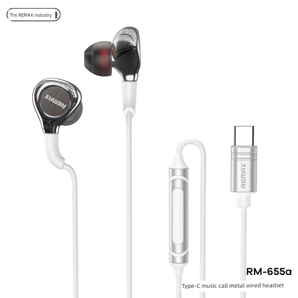TYPE-C Metal Kablolu Kulak İçi Kulaklık - Beyaz