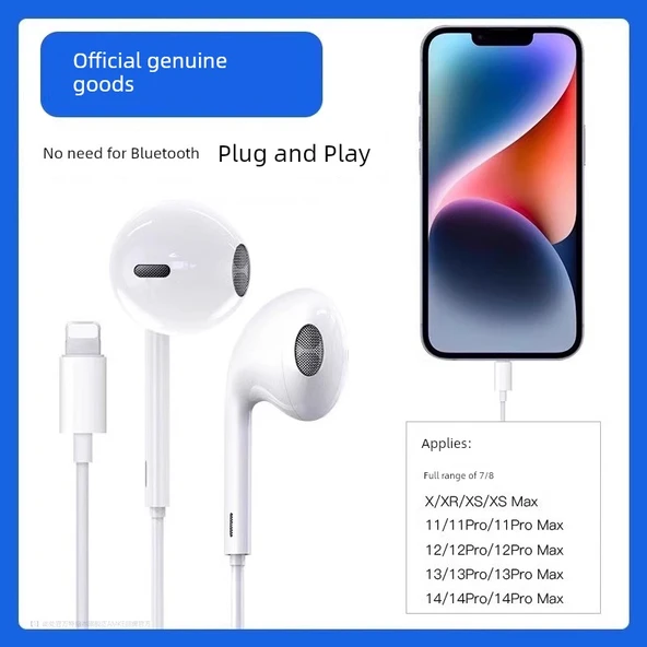 iPhone 7-14 Uyumlu Kablolu Kulaklık - Flat Head Giriş