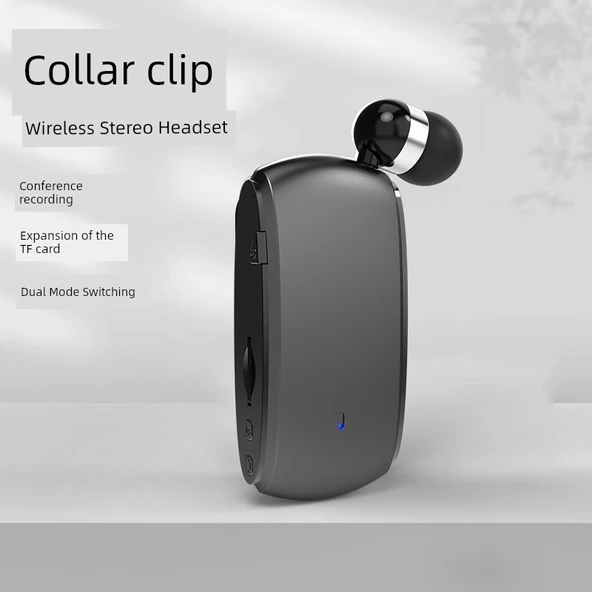 Bluetooth 5.2 Yakalıklı Tek Kulaklık - Siyah HiFi HD Ses Kalitesi