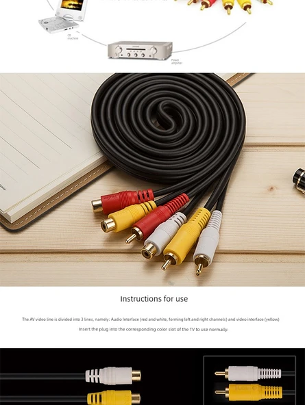 AV/RCA Lotus Ses Video Kablosu - 6 RCA Erkek - Dişi - TV Projektör Set Üstü Kutusu Uzatma Kablosu - 1.5 Metre - 8