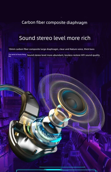 3.5mm Siyah Dört Bobinli HiFi Bass Kablolu Oyuncu Kulaklığı - 11