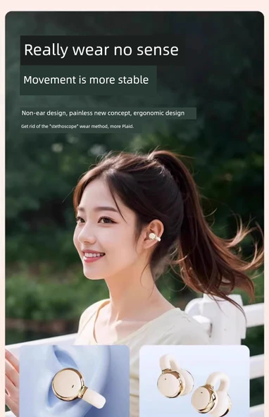 Klipsli Bluetooth 5.4 Kablosuz Gürültü Önleyici Kulaklık - Bambu Ay Beyazı - 8