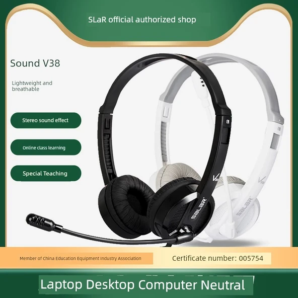 Salar V38 Beyaz Mavi Kablolu Oyuncu Kulaklığı - USB Fiş - 2