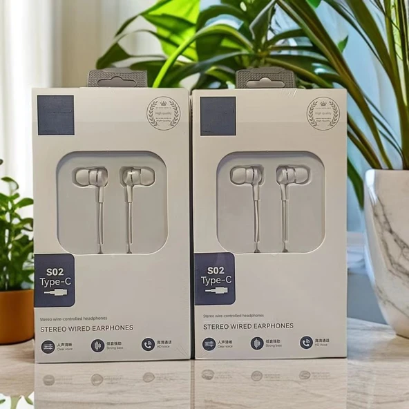 Type-C Stereo Dijital Kulak İçi Kulaklık Mikrofonlu - S02 Yumuşak Başlık