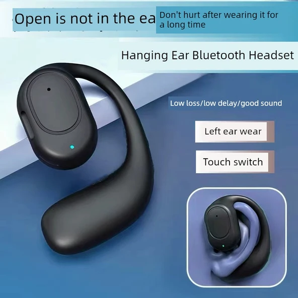 Bluetooth 5.3 Kulaklık - Hava İletimli - Spor Kulaklığı - Siyah - 6 Saat Konuşma