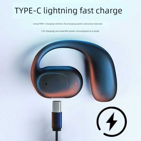 Bluetooth 5.3 Kulaklık - Hava İletimli - Spor Kulaklığı - Siyah - 6 Saat Konuşma - 7