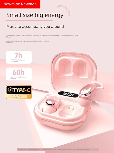 Uyku Kulak İçi Bluetooth 5.4 Kulaklık - Exclusive Edition Yeni Pudra Rengi - 4