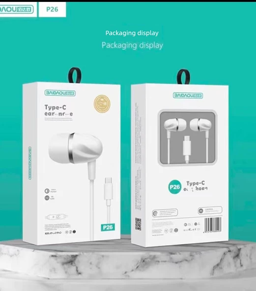 Type-C Stereo Dijital Kulak İçi Kulaklık Mikrofonlu - S01 Sert Başlık - Resim 5