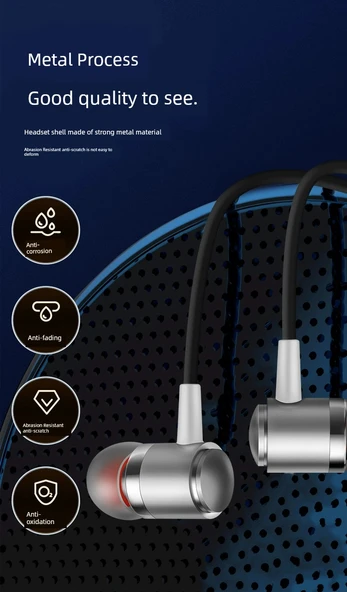 Metal Subwoofer Kulak İçi Mikrofonlu Kulaklık - Gümüş (Poşetli) - Resim 11