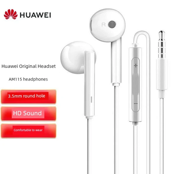 Klasik Beyaz Yarı Kulak İçi Kablolu Kulaklık ve Type-C Adaptör - Huawei AM115