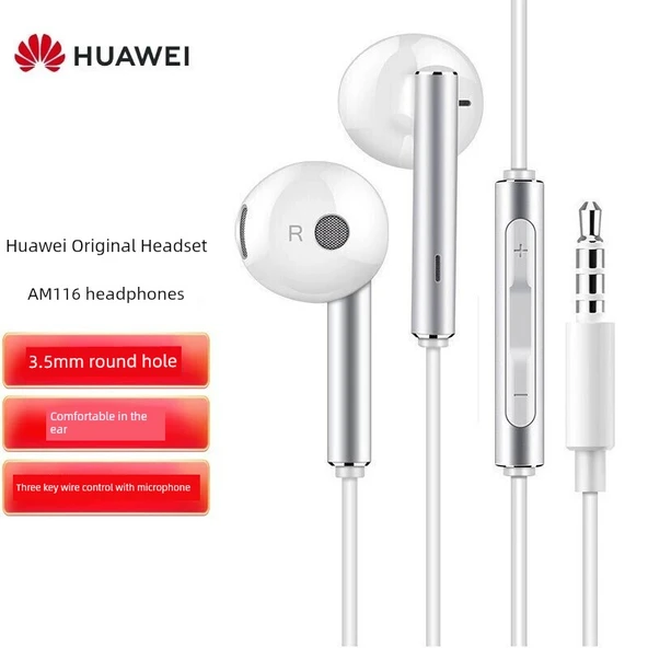 Metal Gümüş Yarı Kulak İçi Kablolu Kulaklık - Huawei AM116