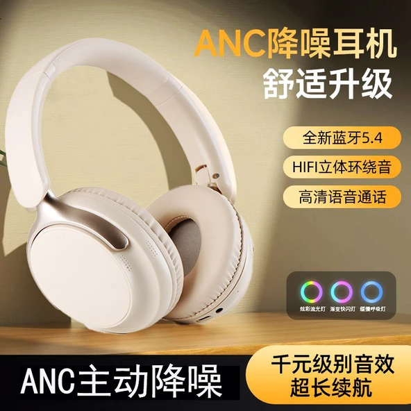 Bluetooth 5.4 Kulaklık - Beyaz - ANC Aktif Gürültü Engelleme