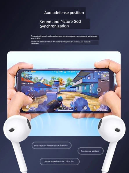Type-C Kablolu Yarı Kulak İçi Mikrofonlu Kulaklık - 1.2m Siyah - 4