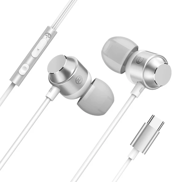 Type-C Beyaz Stereo Bass Kulaklık