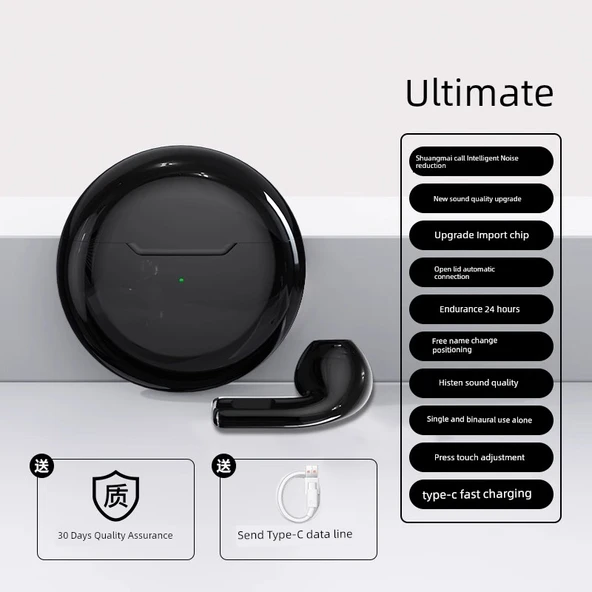 Bluetooth 5.0 Kulak İçi Kulaklık - Gelişmiş Beyefendi Siyahı - HD Çağrı