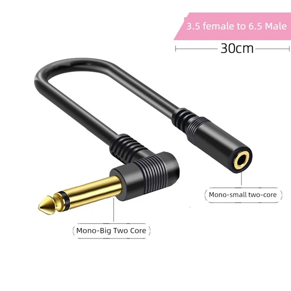 Mono 3.5mm Dişi - 6.5mm Erkek Plastik Başlıklı Ses Adaptör Kablosu - 11