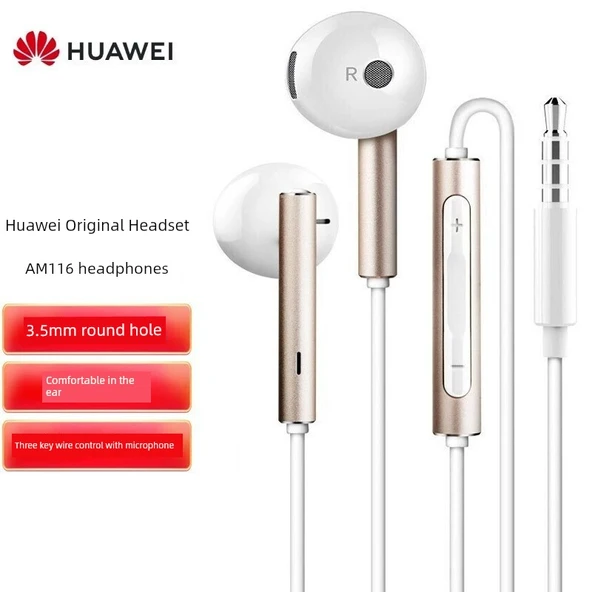 Metal Altın Yarı Kulak İçi Kablolu Kulaklık - Huawei AM116