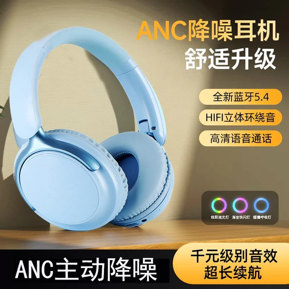 Bluetooth 5.4 Kulaklık - Mavi - ANC Aktif Gürültü Engelleme