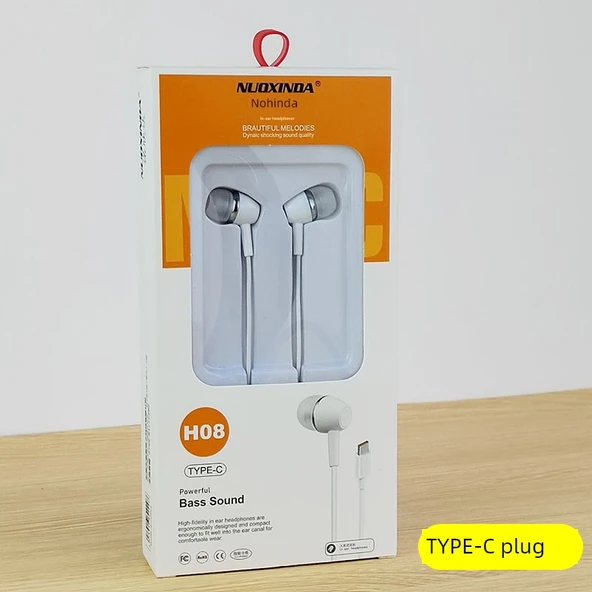 Type-C Android Mikrofonlu Kablolu Kulaklık - nxd-H08-Yumuşak Fiş (Type-C)