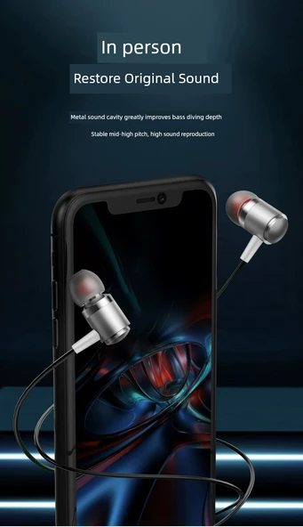 Metal Subwoofer Kulak İçi Mikrofonlu Kulaklık - Gümüş (Poşetli) - Resim 10