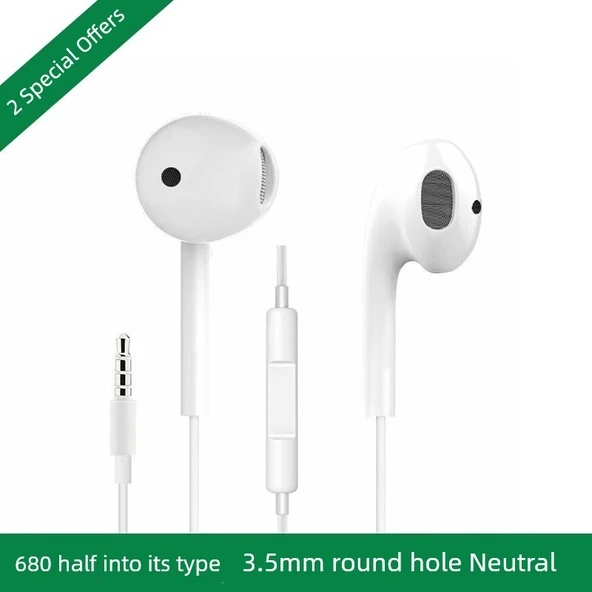 3.5mm Evrensel Kulak İçi Kulaklık - 680 Adet Yarım Kulak İki Basit Paket