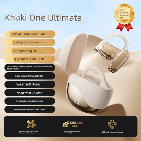 Kemik İletimli Kablosuz Kulaklık - Haki - Flagship Edition - 360° ACS Ses - 80 Saat