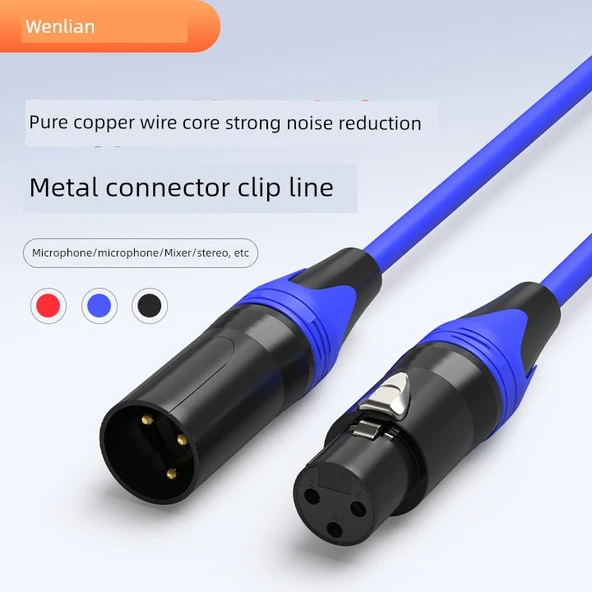 DMX512 Balanslı Sahne Aydınlatma Kablosu - 1.5 Metre - Mavi