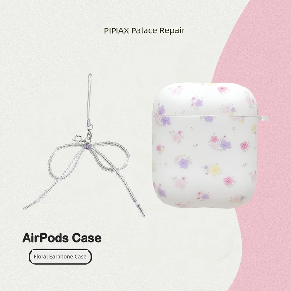 Çiçek Desenli Askılı AirPods Kılıfı