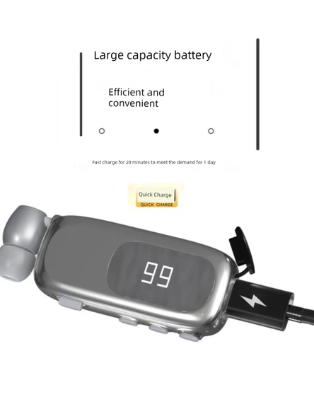 Bluetooth 5.4 Tek Kulaklık - Beyaz Mavi - 10 Saatlik Gürültü Önleme - Resim 5