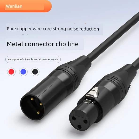 DMX512 Balanslı Sahne Aydınlatma Kablosu - 5 Metre - Siyah