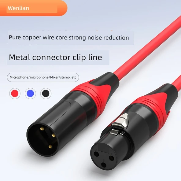 DMX512 Balanslı Sahne Aydınlatma Kablosu - 1.5 Metre - Kırmızı