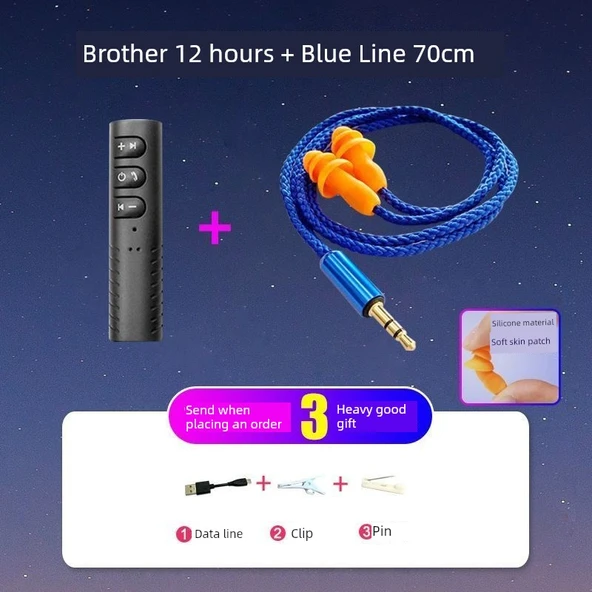 12 Saat Çalma Süreli Bluetooth Kulaklık - Mavi Çizgili 60cm