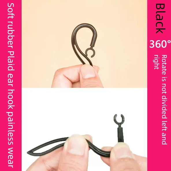 Bluetooth Kulaklık Kancası - Şeffaf 8mm 5 Adet + 2 Beyaz Başlık + Makyaj Çantası - 5