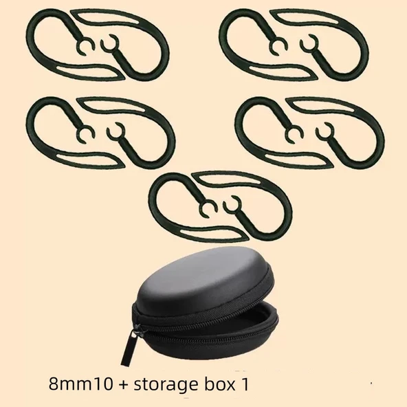 Bluetooth Kulaklık Kancası - Şeffaf 8mm 5 Adet + 2 Beyaz Başlık + Makyaj Çantası - 6
