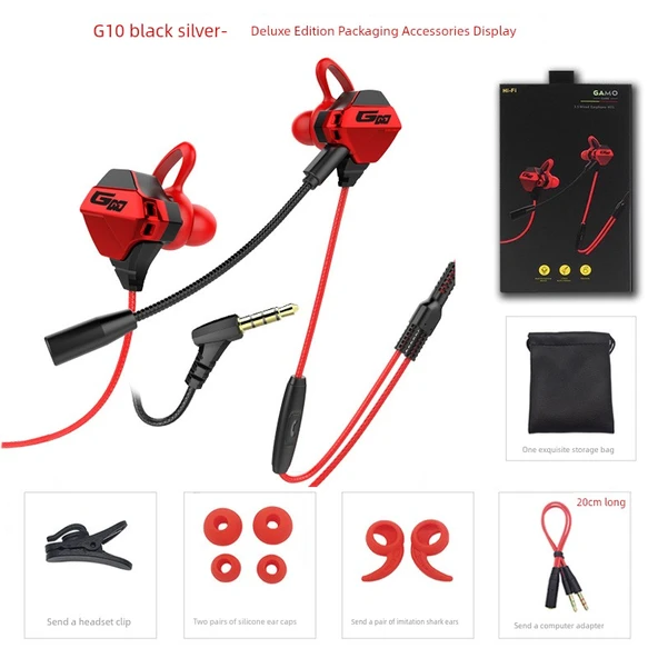 Mikrofonlu Kablolu E-Spor Oyuncu Kulaklığı - G10 Deluxe Sürüm Kırmızı