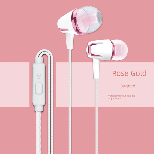 3.5mm Kulak İçi Kablolu Kulaklık - Kontrollü - Rose Gold (Basitleştirilmiş Versiyon)