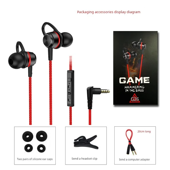 Kablolu E-Spor Oyuncu Kulaklığı - G26 Kırmızı Kemerli Ambalaj