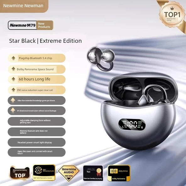 Kemik İletimli Bluetooth 5.4 Kulaklık - Supreme Edition Obsidyen Siyahı - 60 Saat Pil Ömrü