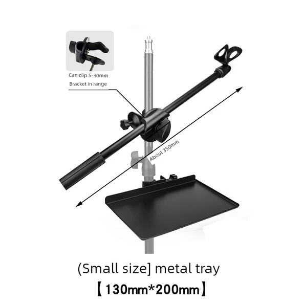 Ses Kartı Metal Saklama Rafı Mikrofon Standı - Küçük Boy Tepsi + 35cm Mikrofon Çubuğu