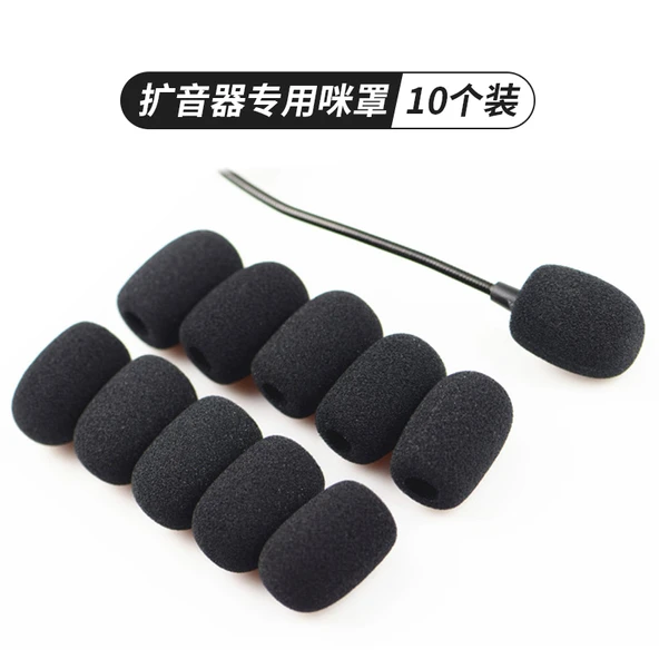 Mini Mikrofon Sünger Kılıfı - Siyah - 10'lu Paket