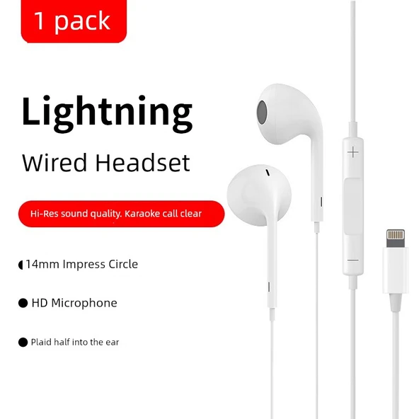 Apple iPhone 7-14 Uyumlu 3.5mm Kablolu Kulaklık - Lightning Girişli