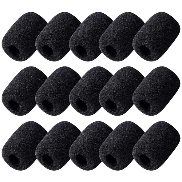 Mini Mikrofon Sünger Kılıfı - Siyah - 3'lü Paket - 11