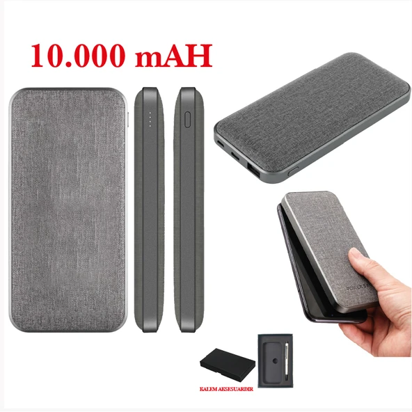 VIP Deri Powerbank: Çift Giriş (Mikro/Type-C), LED Gösterge 10.000 mAh