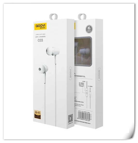 Stereo Kablolu Kulak İçi Kulaklık - Standart - C03 Beyaz