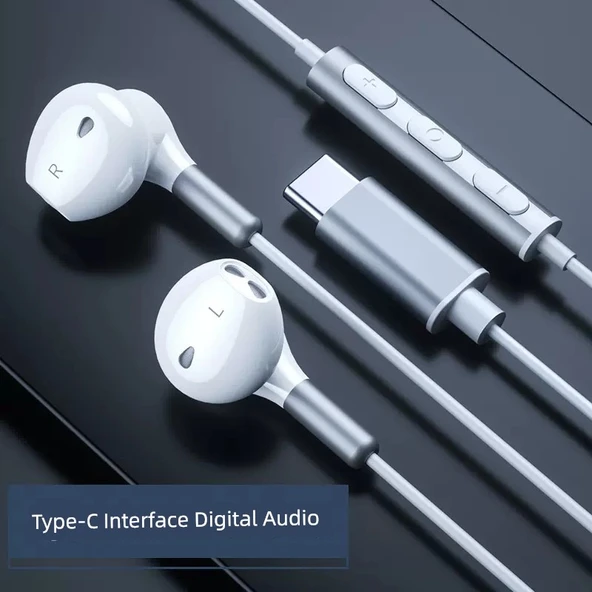 Type-C Girişli DAC Çipli Kulak İçi Kulaklık - Titanyum Gümüş