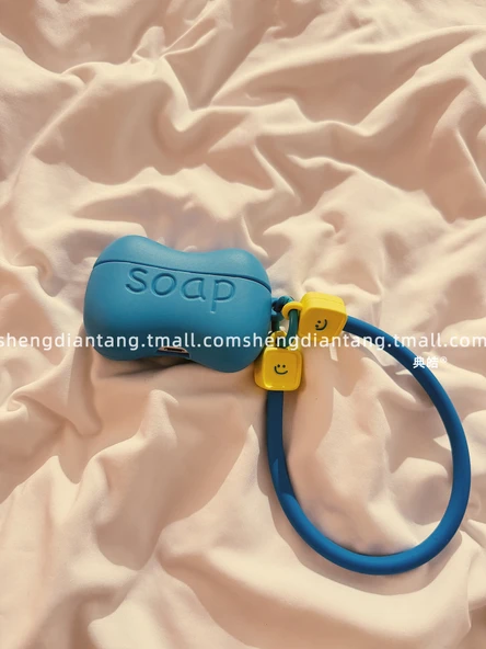 Apple AirPods Pro 2. Nesil için Komik Mavi Sabun Silikon Koruyucu Kılıf - Mavi Sabun - 3