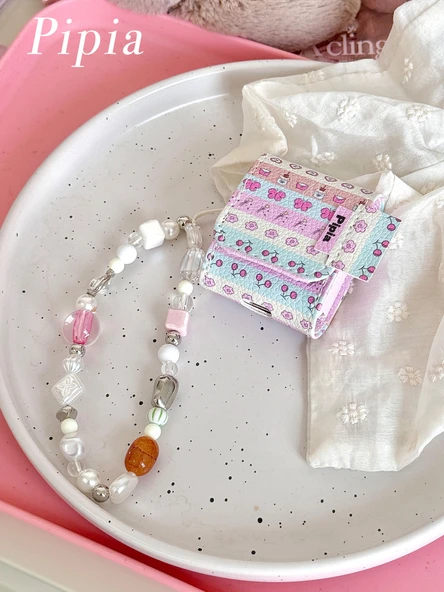 Apple AirPods Pro 2. Nesil için Liçi Desenli Deri Kulaklık Kılıfı - Seni Seviyorum Ayı + Asma Zinciri - Resim 11